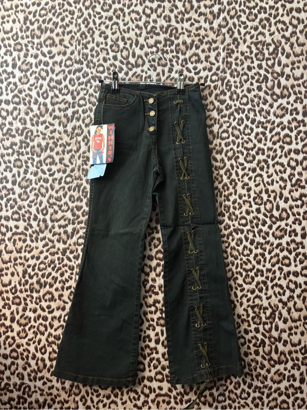 vintage 2004 deadstock kids Lace-Up Flared Jeans